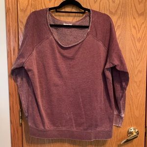 Maurices distressed Purple sweatshirt, slightly off the shoulder